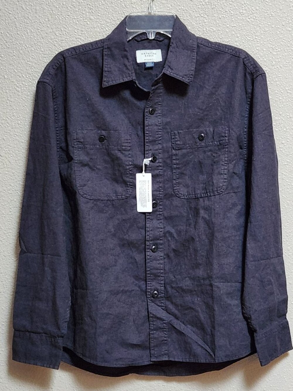 AMERICAN EAGLE Linen Relaxed Fit Long Sleeve Pocket Button Down - Small NWT